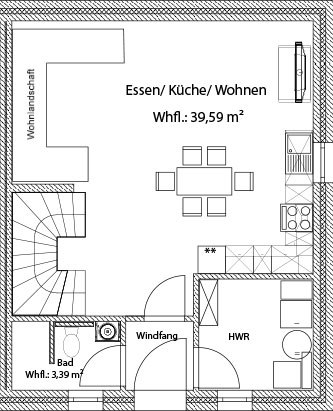 Grundriss Erdgeschoss Ferienwohnung 1